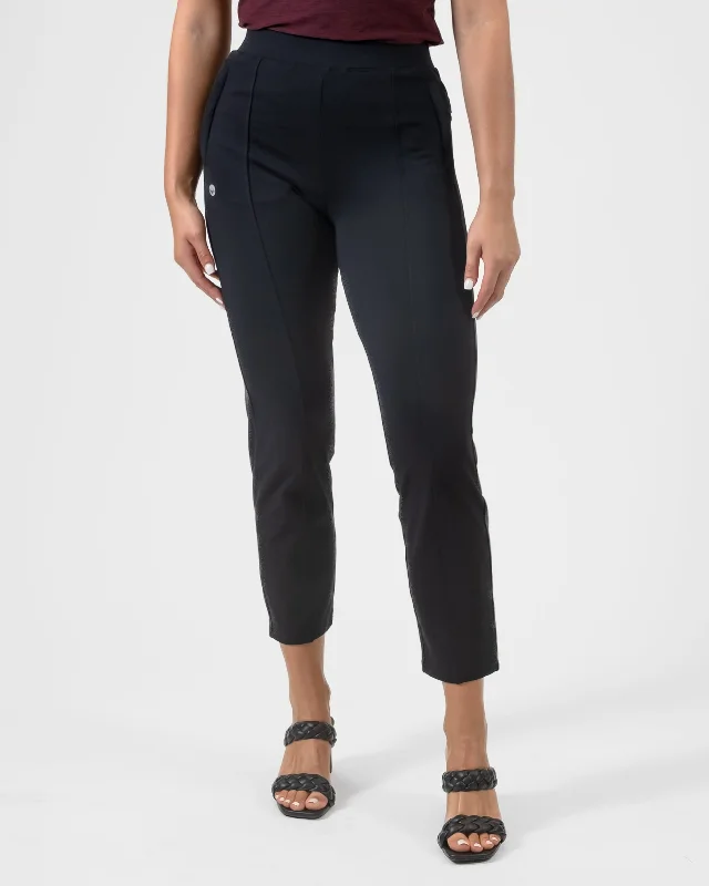 Women's High - Waisted Tight Trousers with Side Slits in Beige for a Trendy Look9-to-5 Pants - Black Women's High - Waisted Tight Trousers with Side Slits in Beige for a Trendy Look9-to-5 Pants - Black