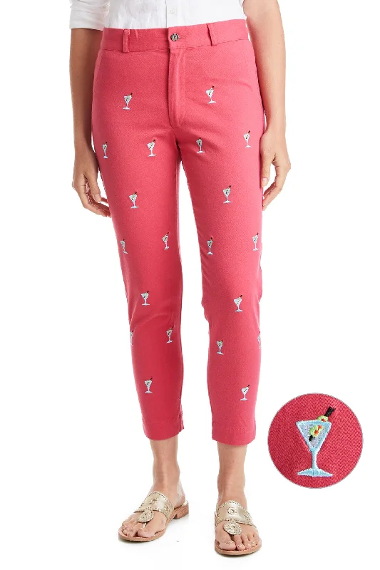 Plus Size Women's High - Waisted Bootcut Jeans in Distressed StyleAnkle Capri Stretch Twill Hurricane Red with Martini Plus Size Women's High - Waisted Bootcut Jeans in Distressed StyleAnkle Capri Stretch Twill Hurricane Red with Martini