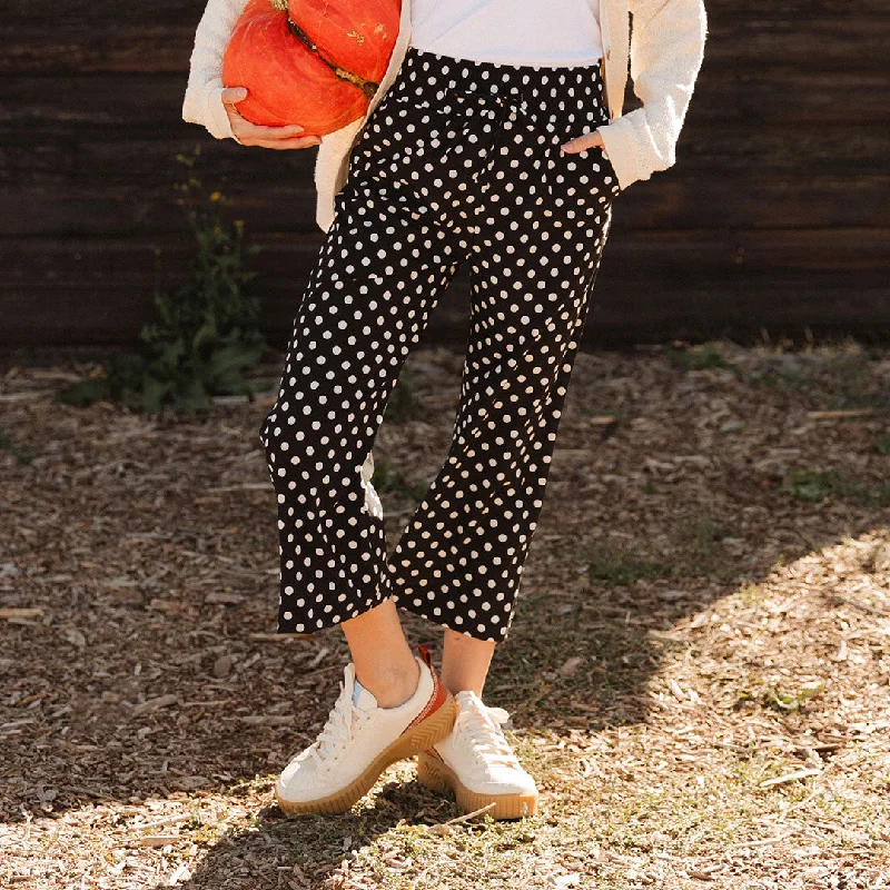 Ankle - Length Women's Printed Joggers for TravelingAudrey Wide Leg Pants, Black Polka Dot Ankle - Length Women's Printed Joggers for TravelingAudrey Wide Leg Pants, Black Polka Dot