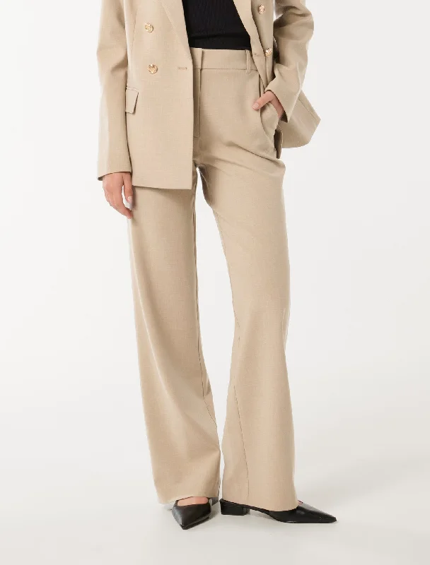 Tapered Leg Women's Wool Blend Trousers for WinterAva Straight Leg Pants