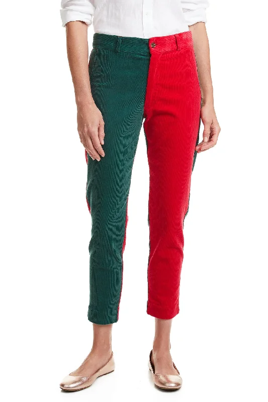 Cigarette Style Women's Printed Linen Blend Pants for Casual DaysBeachcomber Corduroy Ankle Capri Hunter and Crimson Panel Cigarette Style Women's Printed Linen Blend Pants for Casual DaysBeachcomber Corduroy Ankle Capri Hunter and Crimson Panel