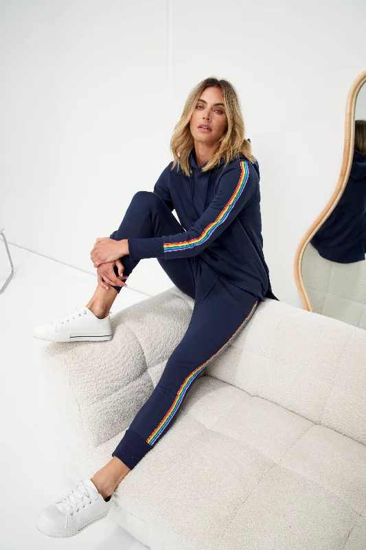 Women's Tight Trousers with Mesh Panels in Black for a Sexy and Modern AppearanceBetty Basics Huntington Stripe Jogger Dark Blue Rainbow Women's Tight Trousers with Mesh Panels in Black for a Sexy and Modern AppearanceBetty Basics Huntington Stripe Jogger Dark Blue Rainbow