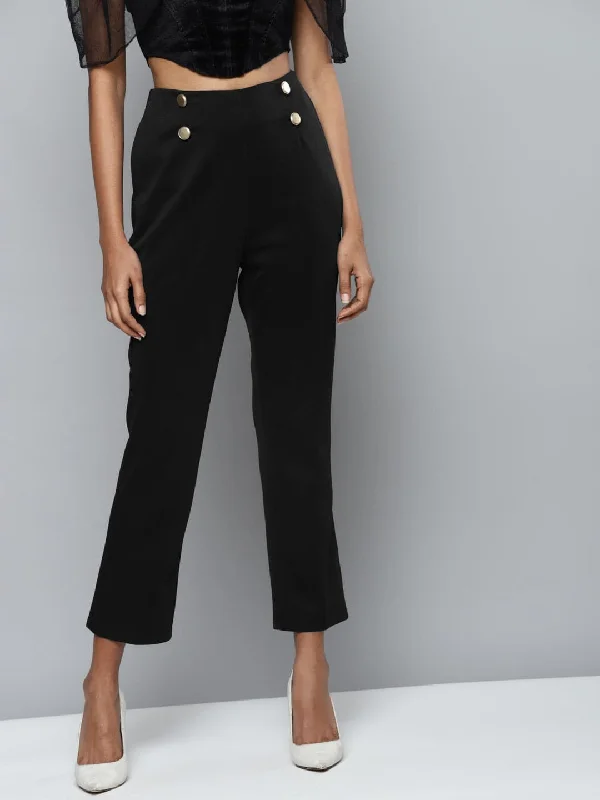 Cropped Women's Corduroy Pants in Autumn ColorsBlack Scuba Front Button Tapered Pants Cropped Women's Corduroy Pants in Autumn ColorsBlack Scuba Front Button Tapered Pants