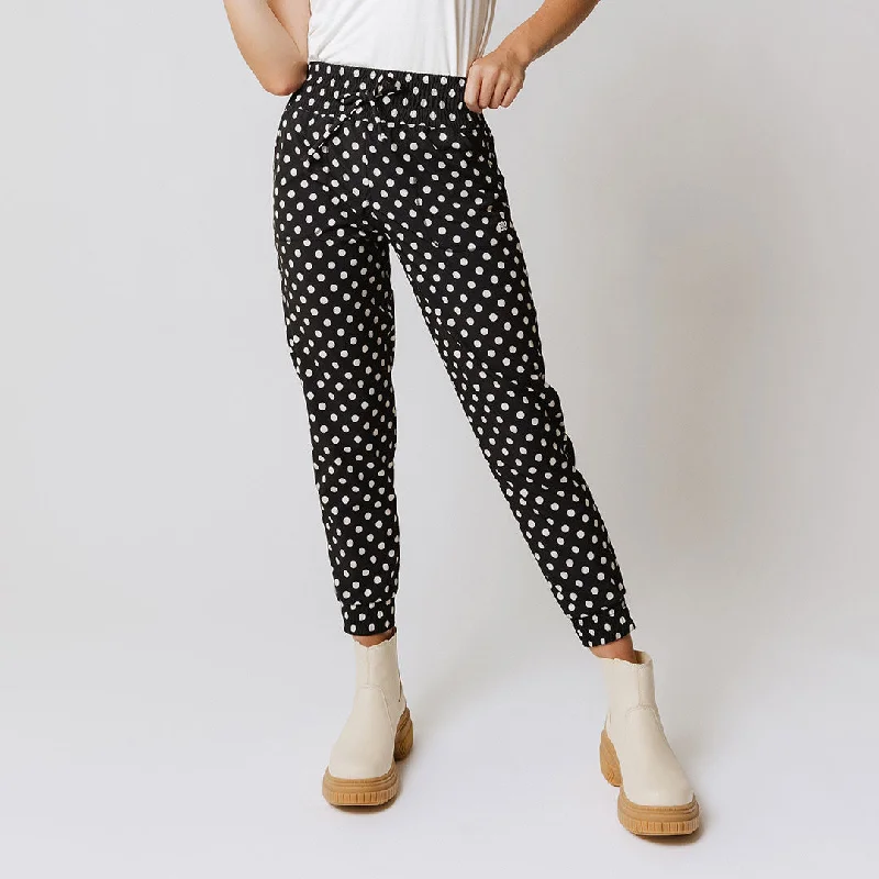 Plus Size Women's Drawstring - Waist Loungewear Pants in Soft FabricsDestination Joggers, Black Polka Dot Plus Size Women's Drawstring - Waist Loungewear Pants in Soft FabricsDestination Joggers, Black Polka Dot