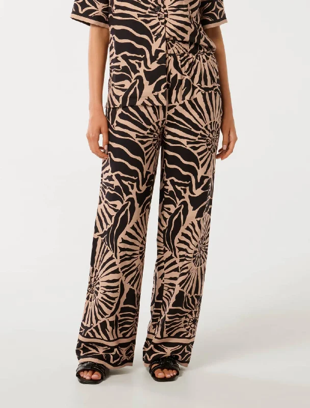 Palazzo Style Women's Printed Trousers in Bohemian PatternsElla Printed Elastic Waist Wide Leg Pants Palazzo Style Women's Printed Trousers in Bohemian PatternsElla Printed Elastic Waist Wide Leg Pants