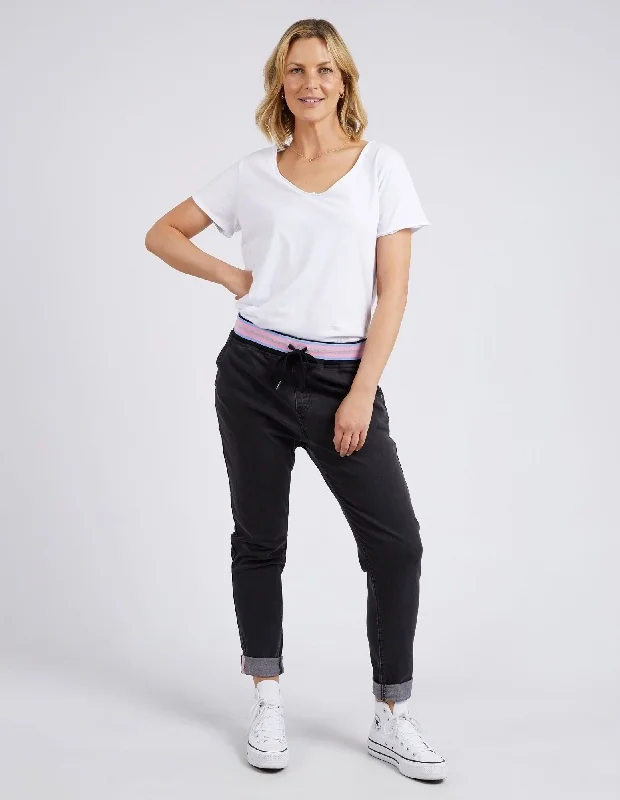 Women's Leather - Look Tight Trousers with Zipper Details in Dark Gray for an Urban StyleElm Arielle Denim Jogger Washed Black Women's Leather - Look Tight Trousers with Zipper Details in Dark Gray for an Urban StyleElm Arielle Denim Jogger Washed Black