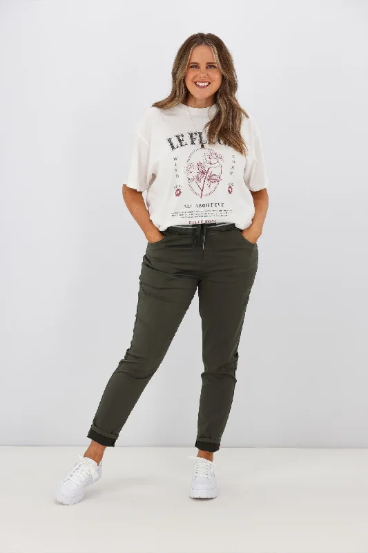 High - Waisted Women's Leather Tight Trousers in Black for a Rock - Chic LookElm Margo Jogger Khaki High - Waisted Women's Leather Tight Trousers in Black for a Rock - Chic LookElm Margo Jogger Khaki