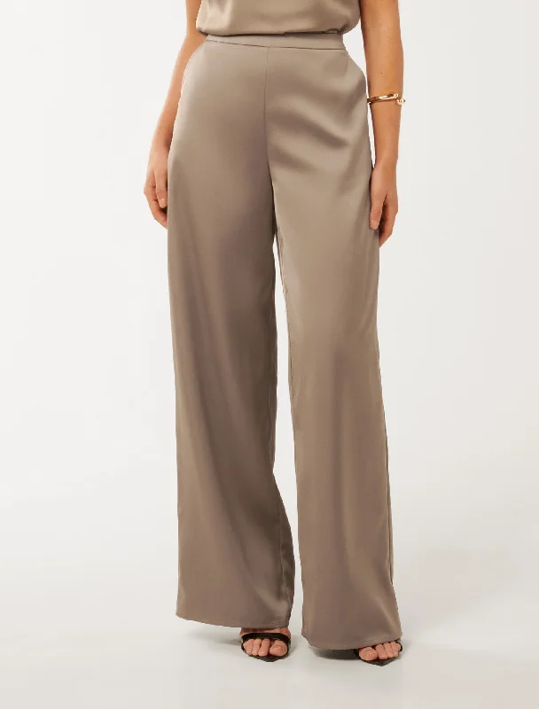 Women's Straight - Leg Linen Pants for a Breezy Summer LookEmila Satin Wide Leg Pants Women's Straight - Leg Linen Pants for a Breezy Summer LookEmila Satin Wide Leg Pants