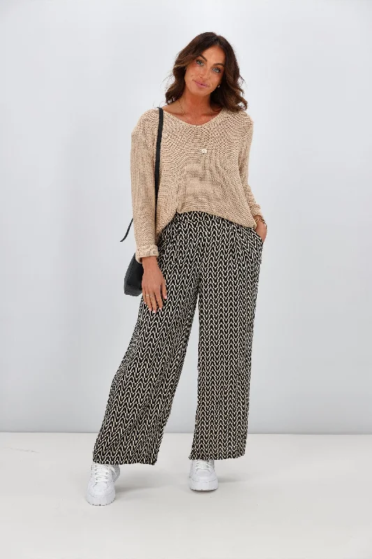 Plus Size Women's Sheer Tight Trousers in Nude for a Subtle and Stylish StatementFria Nova Geometric Print Pant Black Plus Size Women's Sheer Tight Trousers in Nude for a Subtle and Stylish StatementFria Nova Geometric Print Pant Black