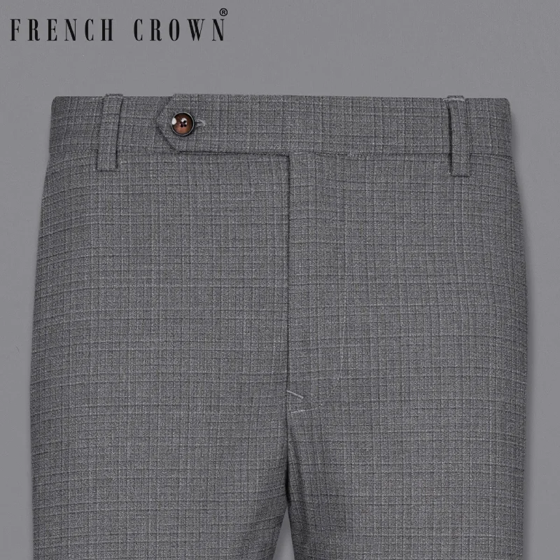 Fuscous Gray Chequered Wool Rich Pant