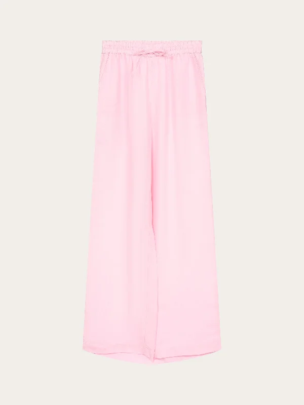 Linen Mix Elastic Waist Pants - Parfait Pink