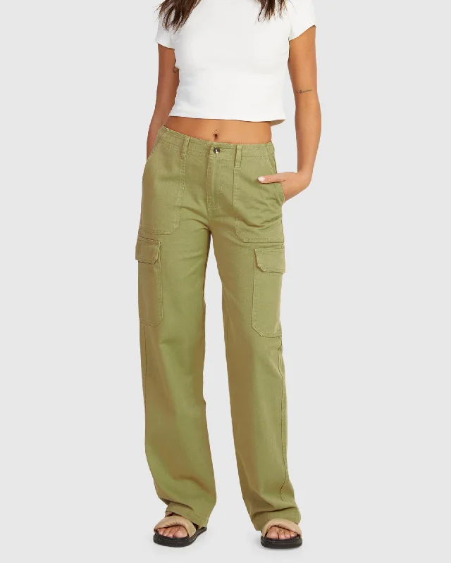 Cigarette Style Women's Printed Linen Blend Pants for Casual DaysLOW CARGO PANT