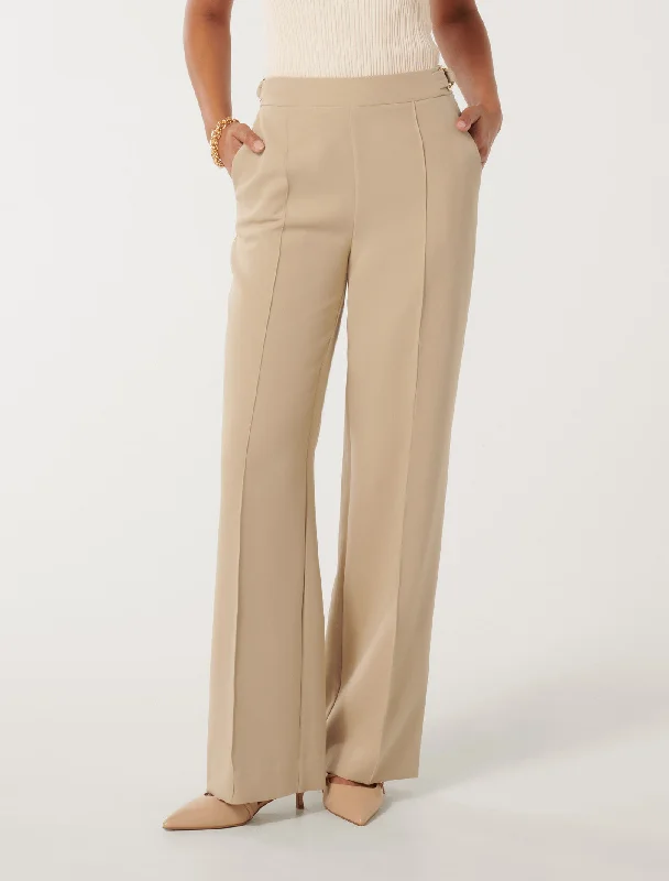Plus Size Women's Cargo Pants with Multiple Pockets for HikingMila D-Ring Wide Leg Pants