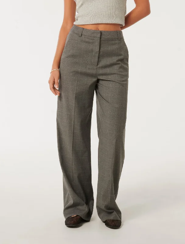 Tapered Leg Women's Wool Blend Trousers for WinterMonique Wide Leg Pants
