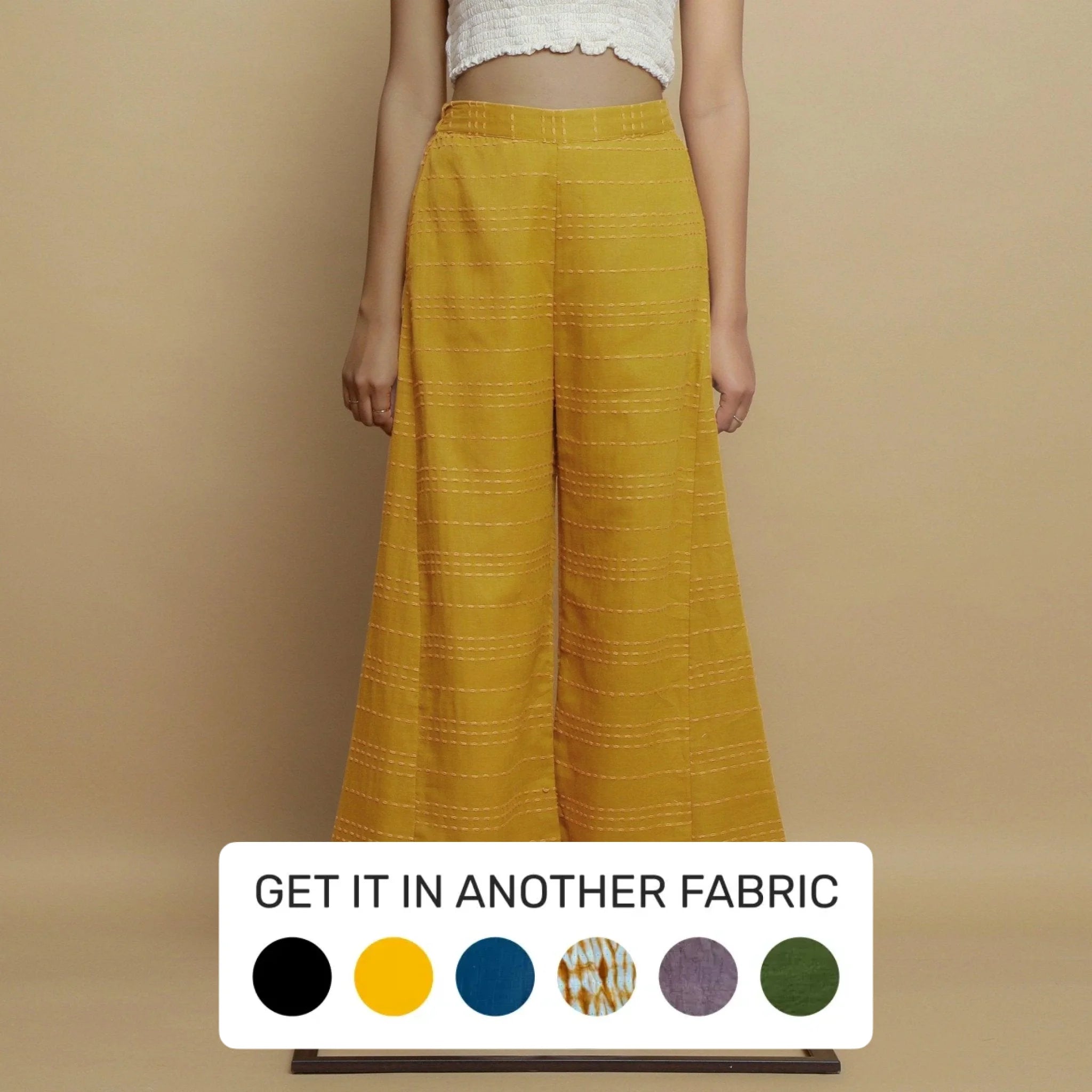 Cigarette Style Women's Printed Linen Blend Pants for Casual DaysMustard Striped Elasticated Handwoven Cotton Paneled Pant Cigarette Style Women's Printed Linen Blend Pants for Casual DaysMustard Striped Elasticated Handwoven Cotton Paneled Pant
