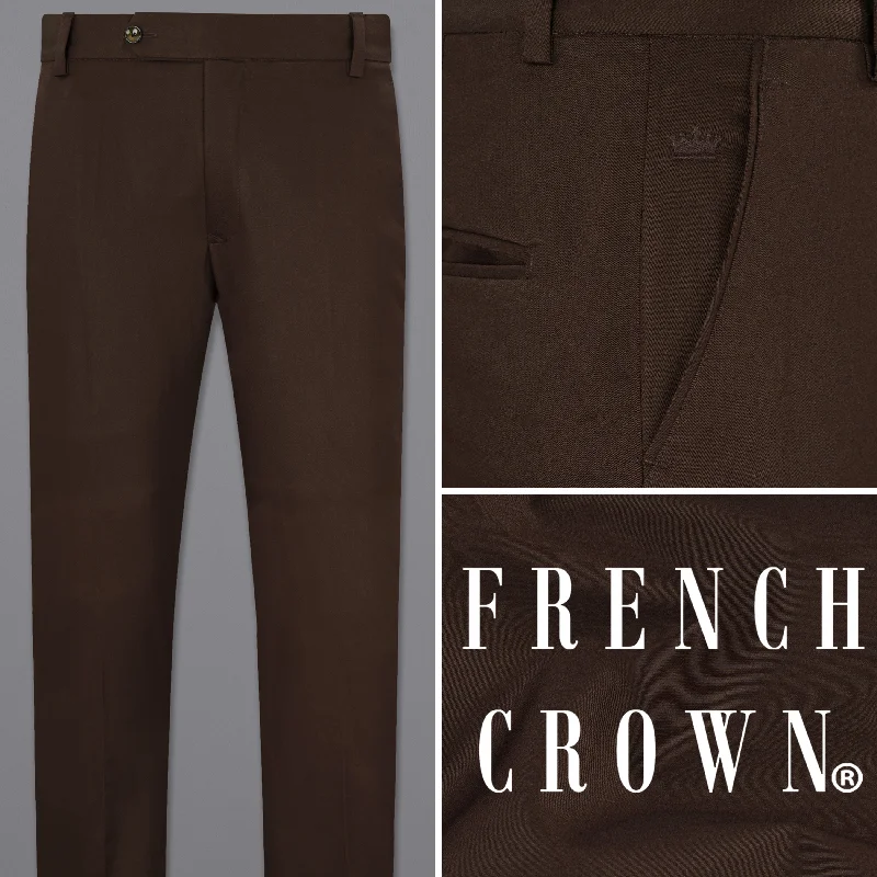 Bell - Bottom Style Women's Denim Pants with Embroidered DetailsOil Brown Belt Closure Pant Bell - Bottom Style Women's Denim Pants with Embroidered DetailsOil Brown Belt Closure Pant
