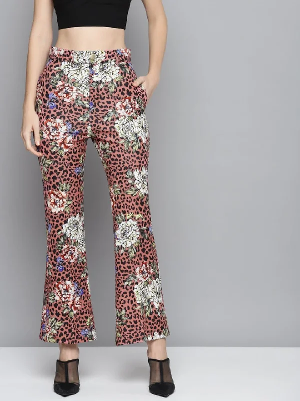 Wide - Leg Women's Chiffon Palazzo Pants for a Flowy AppealPink Scuba Animal Floral Bell Bottom Pants Wide - Leg Women's Chiffon Palazzo Pants for a Flowy AppealPink Scuba Animal Floral Bell Bottom Pants