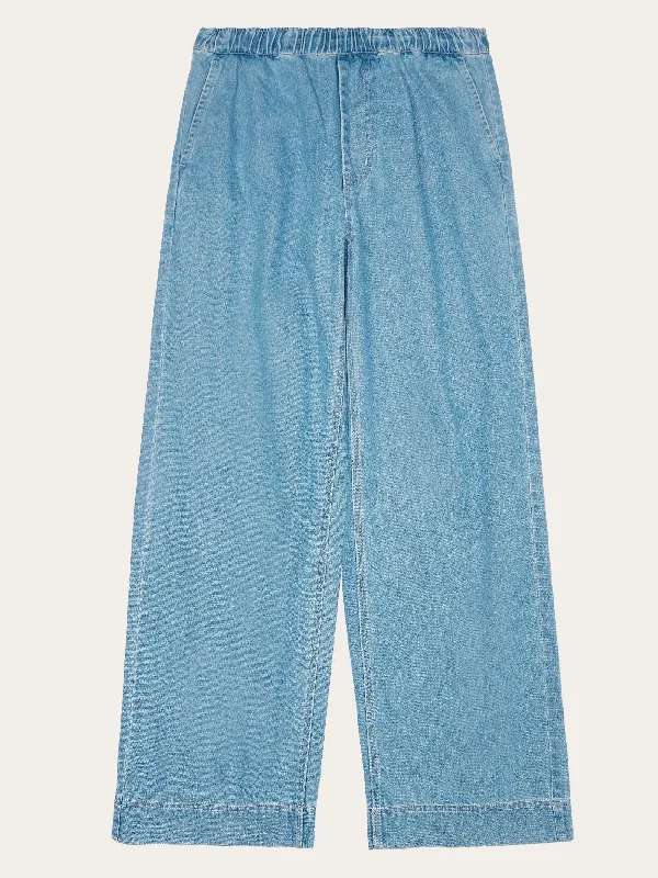 POSEY wide mid-rise elastic waistband denim pant - GOTS/Vegan - Light Blue denim