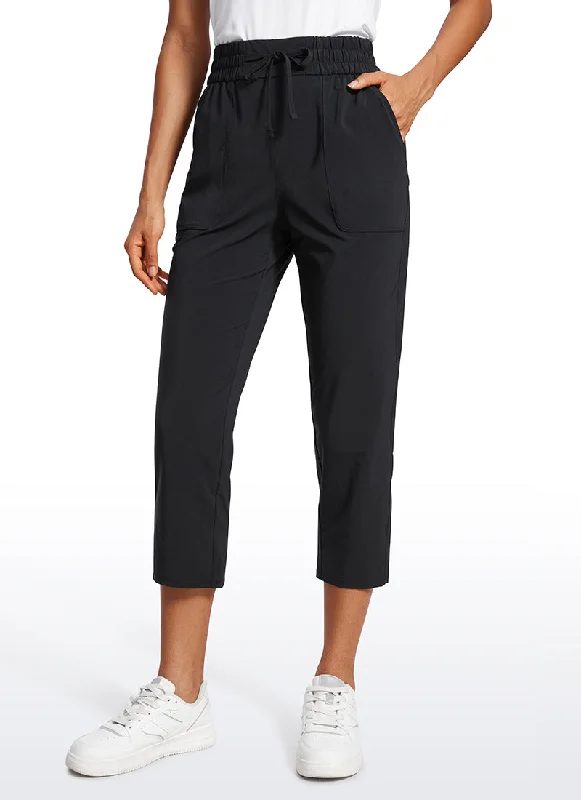 Cigarette Style Women's Printed Linen Blend Pants for Casual DaysFeathery-Fit Soft Lightweight Cropped Pants with Pockets 23''
