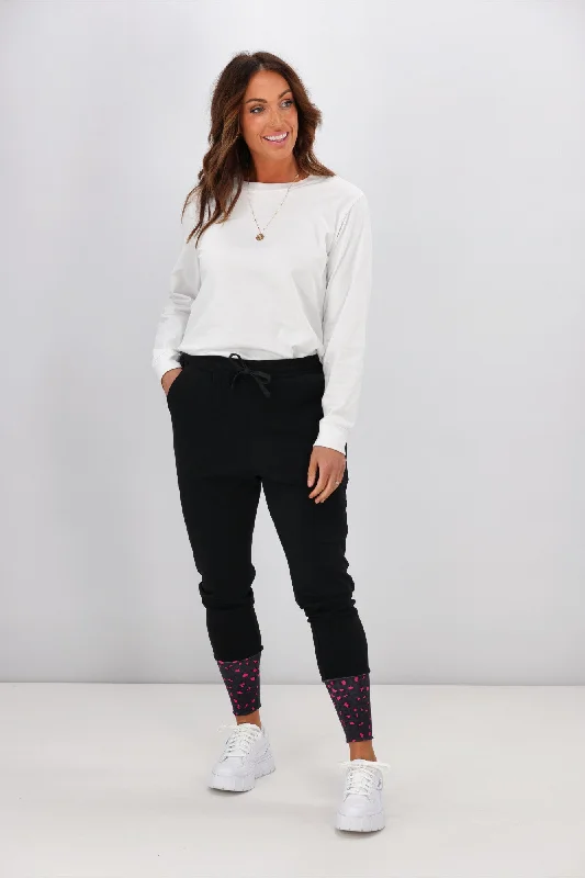 Plus Size Women's Stretch Cotton Tight Trousers in Navy for Comfortable Everyday WearShine On Label Stirling Full Length Stretch Jogger with Animal Print Plus Size Women's Stretch Cotton Tight Trousers in Navy for Comfortable Everyday WearShine On Label Stirling Full Length Stretch Jogger with Animal Print