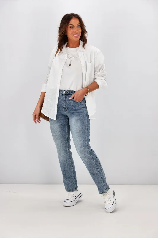 Plus Size Women's Sheer Tight Trousers in Nude for a Subtle and Stylish StatementShine On Label Taylor Paneled Jean Washed Indigo Plus Size Women's Sheer Tight Trousers in Nude for a Subtle and Stylish StatementShine On Label Taylor Paneled Jean Washed Indigo