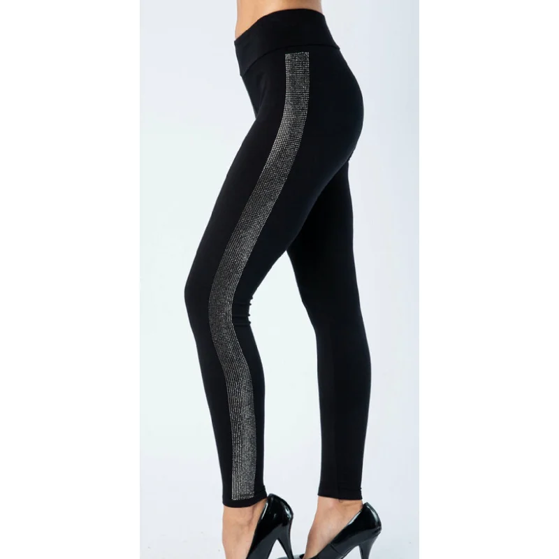 Plus Size Women's Snake - Print Tight Trousers in Brown and Black for a Bold Fashion StatementVocal Showstopper Rhinestone Strip Legging Plus Size Women's Snake - Print Tight Trousers in Brown and Black for a Bold Fashion StatementVocal Showstopper Rhinestone Strip Legging