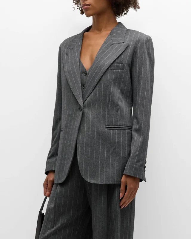 Oversized Women's Checkered Blazers in Black and White for a Trendy Style90's Blazer In Grey Pinstripe Oversized Women's Checkered Blazers in Black and White for a Trendy Style90's Blazer In Grey Pinstripe