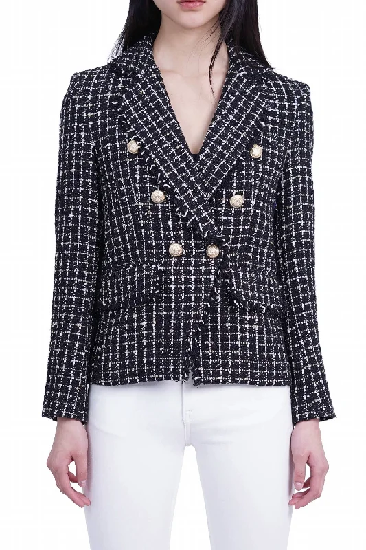 Women's Tailored Stretch Blazers in Navy Blue for Business MeetingsAngie Tweed Blazer In Black Women's Tailored Stretch Blazers in Navy Blue for Business MeetingsAngie Tweed Blazer In Black