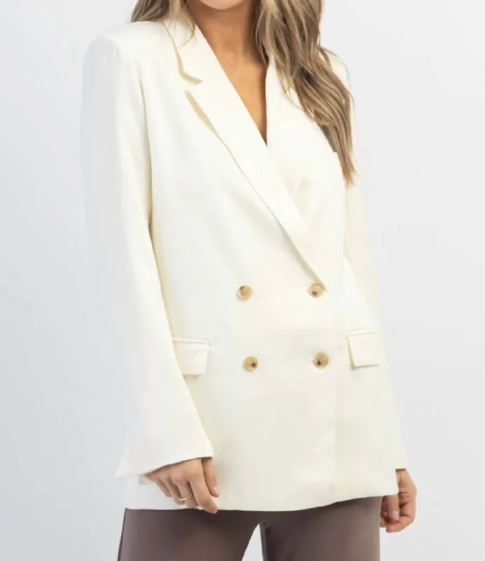 Single - Breasted Women's Corduroy Blazers in Mustard Yellow for an Autumn VibeDay Date Double Breasted Blazer In Cream Single - Breasted Women's Corduroy Blazers in Mustard Yellow for an Autumn VibeDay Date Double Breasted Blazer In Cream