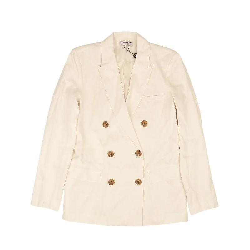Women's Tailored Stretch Blazers in Navy Blue for Business MeetingsEggshell White Double-Breasted Blazer Women's Tailored Stretch Blazers in Navy Blue for Business MeetingsEggshell White Double-Breasted Blazer