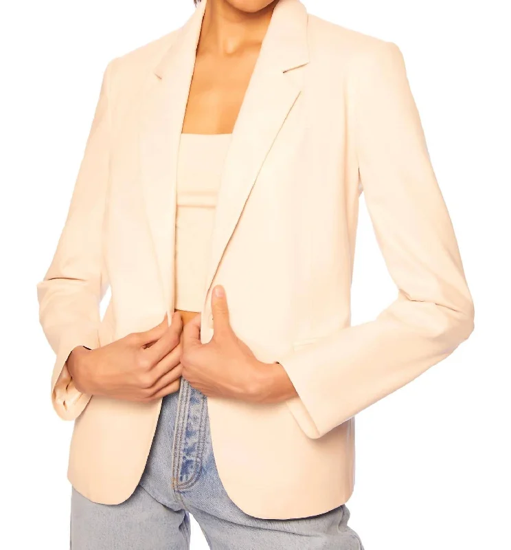 Women's Slim - Fit Blazers in Charcoal Gray for a Professional AppearanceFaux Leather Blazer In Almond Women's Slim - Fit Blazers in Charcoal Gray for a Professional AppearanceFaux Leather Blazer In Almond