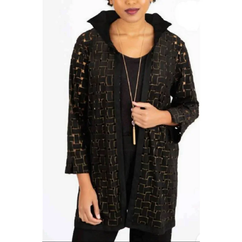 Women's Peplum Blazers in Emerald Green for a Stylish Work AttireFaux Suede Shimmer Topper In Black With Gold Shimmer Women's Peplum Blazers in Emerald Green for a Stylish Work AttireFaux Suede Shimmer Topper In Black With Gold Shimmer