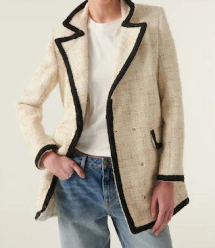 Plus Size Women's Double - Breasted Wool Blazers for Winter Office WearFiara Coat In Ecru Plus Size Women's Double - Breasted Wool Blazers for Winter Office WearFiara Coat In Ecru