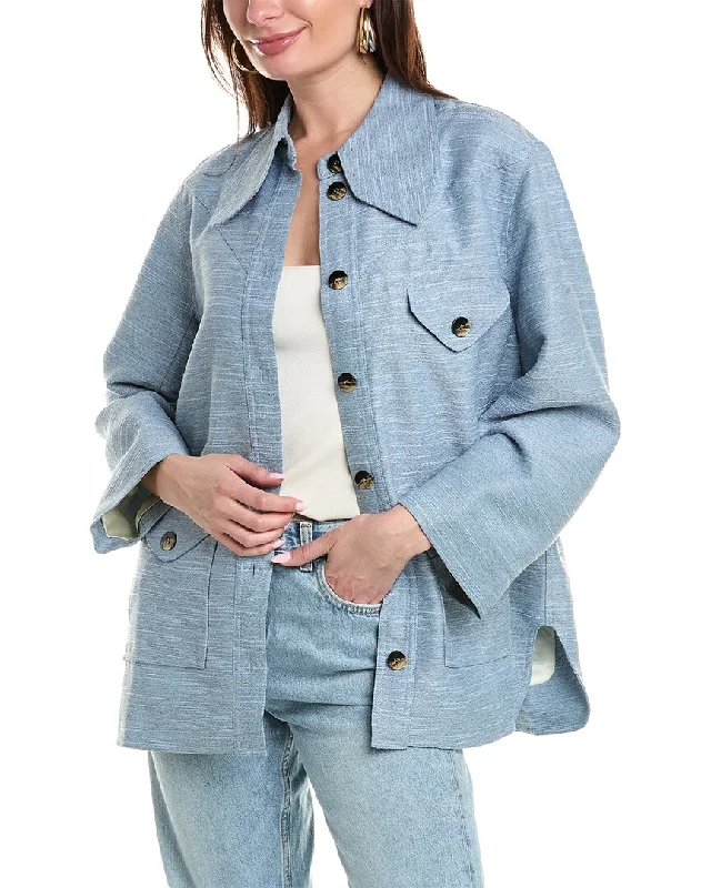 Plus Size Women's Embroidered Blazers in Floral Patterns for a Feminine TouchGANNI Linen-Blend Jacket Plus Size Women's Embroidered Blazers in Floral Patterns for a Feminine TouchGANNI Linen-Blend Jacket