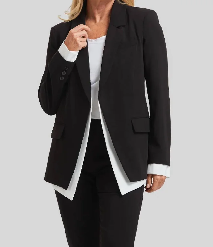 Plus Size Women's Ruffled Blazers in Pink for a Girly and Fashionable LookHannah Shirt Tail Jacket In Black Plus Size Women's Ruffled Blazers in Pink for a Girly and Fashionable LookHannah Shirt Tail Jacket In Black