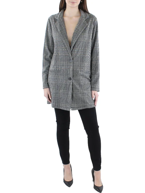 Plus Size Women's Embroidered Blazers in Floral Patterns for a Feminine TouchJuniors Womens Woven Plaid Two-Button Blazer Plus Size Women's Embroidered Blazers in Floral Patterns for a Feminine TouchJuniors Womens Woven Plaid Two-Button Blazer