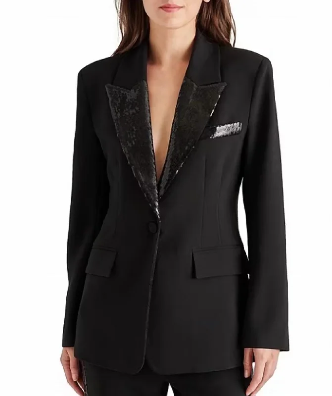 Women's Belted Blazers in Camel Color for a Sophisticated OutfitMisha Blazer In Black