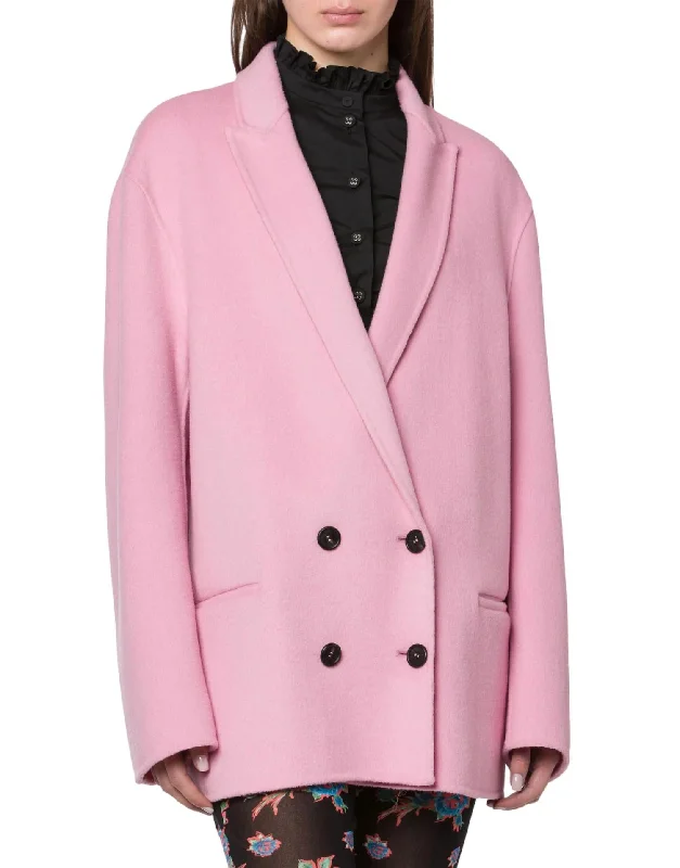 Oversized Double Breasted Jacket In Pink