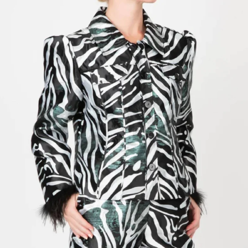 Plus Size Women's Faux Fur - Trimmed Blazers in Black for a Luxurious LookParty Girl Jacket In White, Black And Green Plus Size Women's Faux Fur - Trimmed Blazers in Black for a Luxurious LookParty Girl Jacket In White, Black And Green