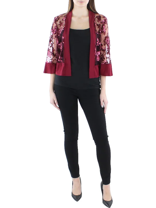 Women's Tailored Stretch Blazers in Navy Blue for Business MeetingsPetites Womens Lace Sequined Bolero Women's Tailored Stretch Blazers in Navy Blue for Business MeetingsPetites Womens Lace Sequined Bolero