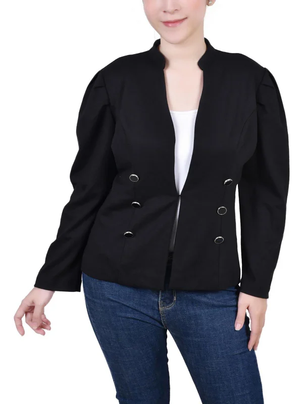 Double - Breasted Women's Leather Blazers in Taupe for an Edgy LookPetites Womens Solid Long Sleeves Sportcoat Double - Breasted Women's Leather Blazers in Taupe for an Edgy LookPetites Womens Solid Long Sleeves Sportcoat