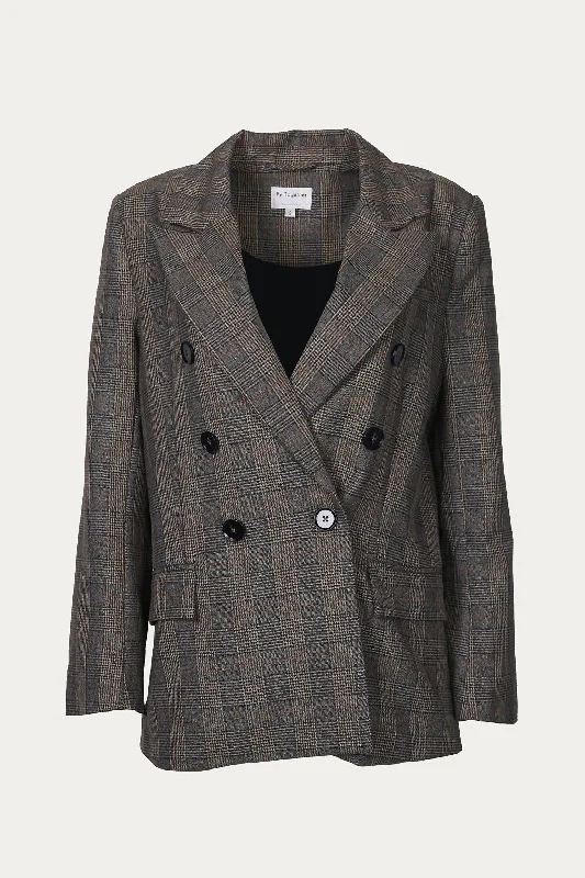 Women's Slim - Fit Blazers in Charcoal Gray for a Professional AppearancePrince Of Wales Double-Breasted Blazer In Brown Women's Slim - Fit Blazers in Charcoal Gray for a Professional AppearancePrince Of Wales Double-Breasted Blazer In Brown