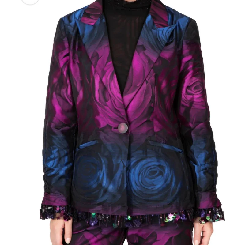 Women's Peplum Blazers in Emerald Green for a Stylish Work AttireRose Garden And Lace Jacket In Purple Women's Peplum Blazers in Emerald Green for a Stylish Work AttireRose Garden And Lace Jacket In Purple