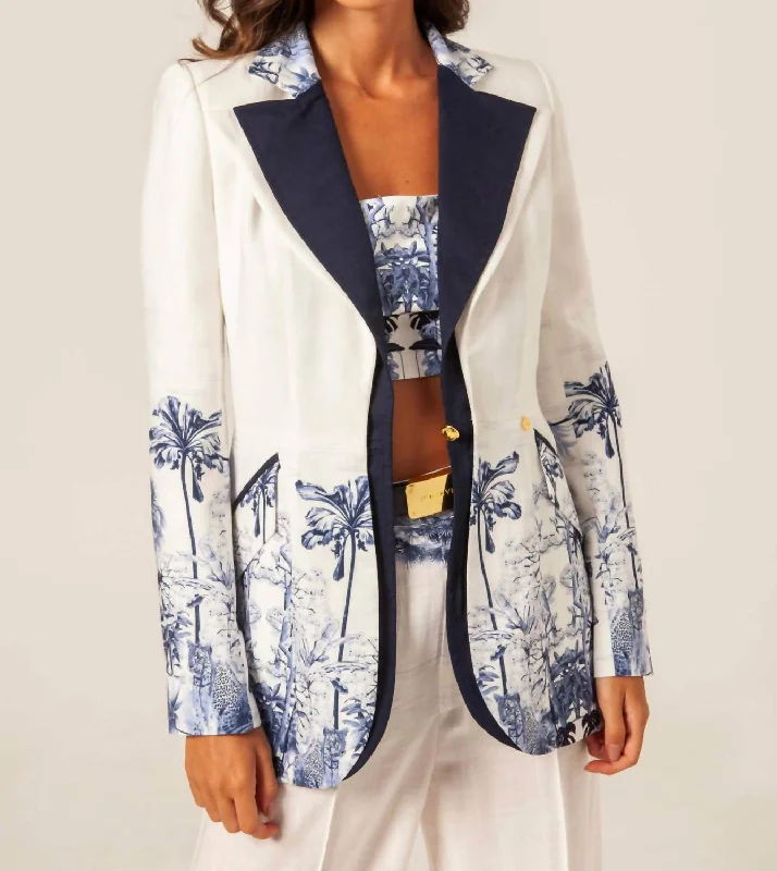 Double - Breasted Women's Leather Blazers in Taupe for an Edgy LookSavage Wild Blazer In White/navy Double - Breasted Women's Leather Blazers in Taupe for an Edgy LookSavage Wild Blazer In White/navy