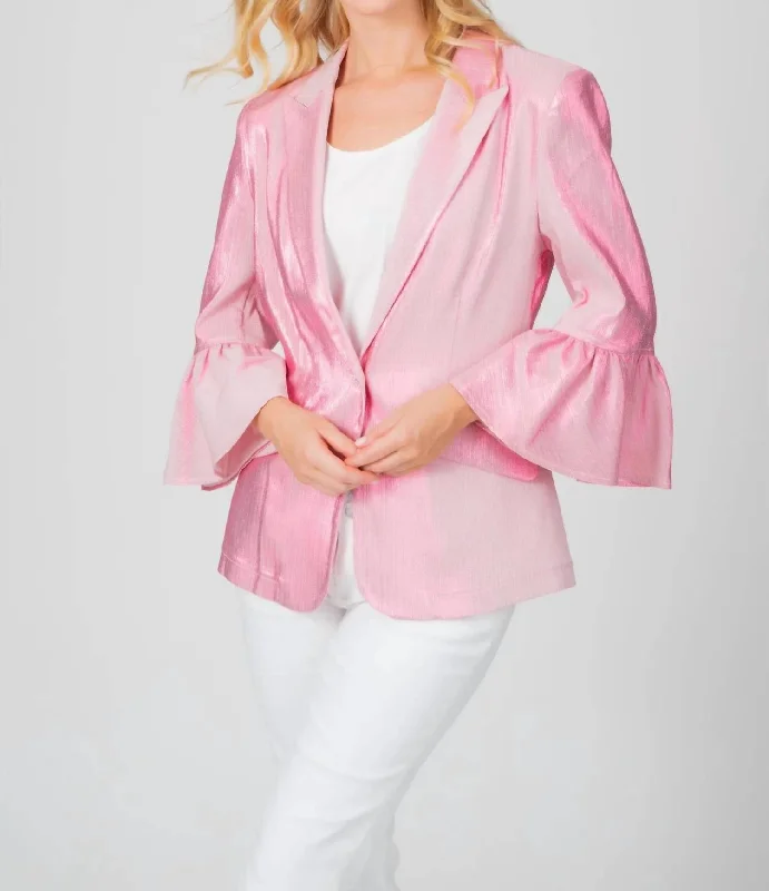 Women's Notched Lapel Blazers in Beige for a Timeless OutfitShimmering Luster Blazer In Raspberry Women's Notched Lapel Blazers in Beige for a Timeless OutfitShimmering Luster Blazer In Raspberry