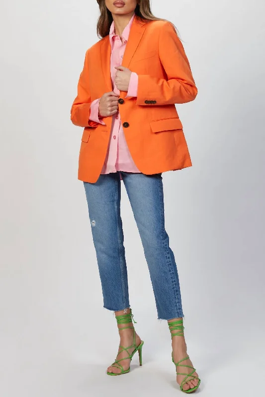 Women's Tailored Stretch Blazers in Navy Blue for Business MeetingsSingle Breasted Jacket In Orange Women's Tailored Stretch Blazers in Navy Blue for Business MeetingsSingle Breasted Jacket In Orange