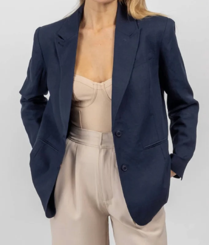 Plus Size Women's Faux Fur - Trimmed Blazers in Black for a Luxurious LookStrictly Biz Button Blazer In Navy Plus Size Women's Faux Fur - Trimmed Blazers in Black for a Luxurious LookStrictly Biz Button Blazer In Navy