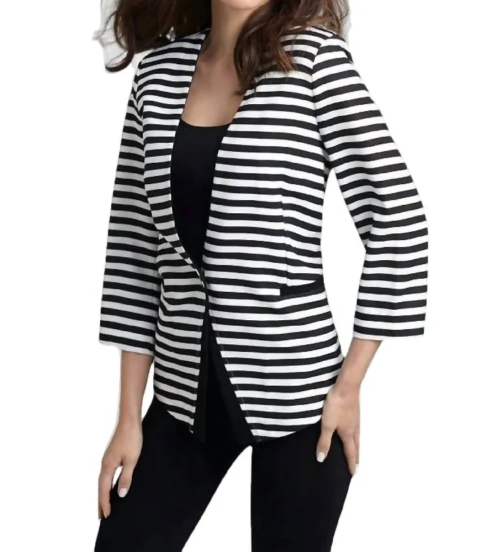 Striped Blazer In Black/white