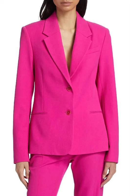 Single - Breasted Women's Tweed Blazers with Gold Buttons for a Classic LookThe Femme Blazer In Fuscia Single - Breasted Women's Tweed Blazers with Gold Buttons for a Classic LookThe Femme Blazer In Fuscia