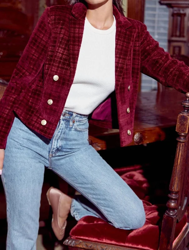 Oversized Women's Checkered Blazers in Black and White for a Trendy StyleTricia Cropped Blazer In Merlot Oversized Women's Checkered Blazers in Black and White for a Trendy StyleTricia Cropped Blazer In Merlot